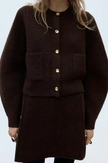 ZARA 브라운 가디건 M