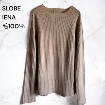 SLOBE IENA 울 100% 리브 긴팔 스웨터 얇은 소재 즉시 발송