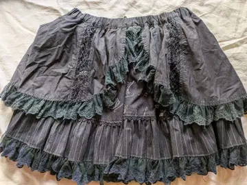 h.naoto frill 블랙 미디 스커트 레이스 포함