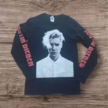 저스틴 비버 PURPOSE 투어 T셔츠 양면 소매 프린트 페이드 S사이즈