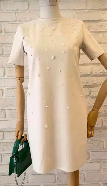 ZARA 스웨이드 소재 베이지 반팔 원피스