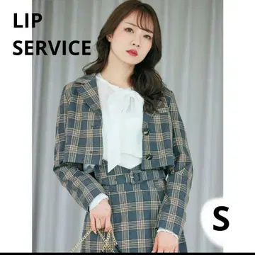 LIP SERVICE 크롭 자켓 S 체크 브라운 계열