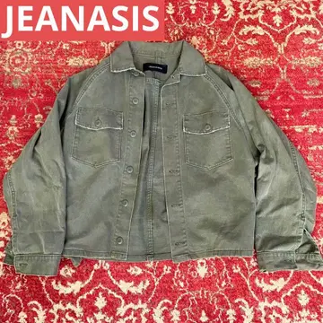 JEANASIS 카키 데님 미니 자켓 지나시스 면 데미지