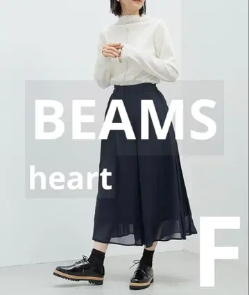 BEAMS heart 빔즈 쉬폰 와이드 팬츠 가우초 롱 네이비