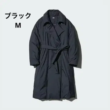 유니클로 다운 벨티드 롱 코트 블랙 M