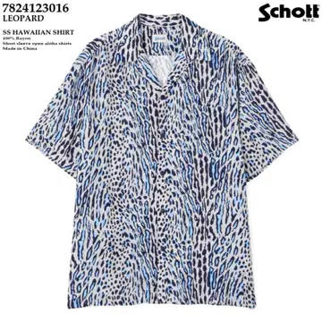 Schott 레이온 레오파드 무늬 하와이안 셔츠 L 사이즈