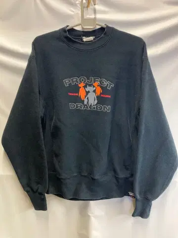 90s Project Dragon 리버스 위브 타입 맨투맨 M 블랙