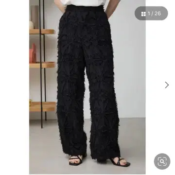 페더 프린지 자카드 팬츠