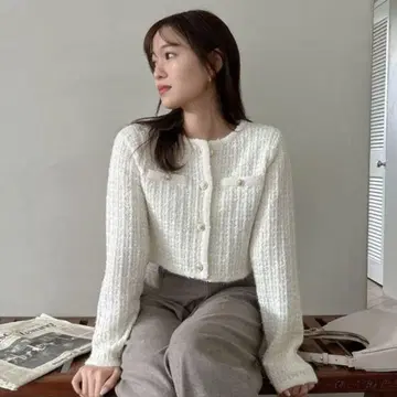 화이트 노카라 자켓