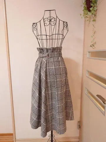 미사용 빔즈 BEAMS LIGHTS 가을/겨울 글렌체크 하이웨스트 스커트