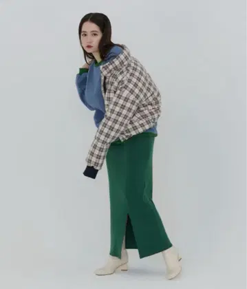tina jojun 체크 페이크 다운 자켓