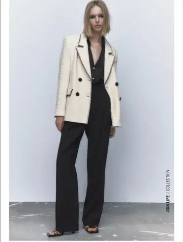 ZARA 화이트 트위드 테일러드 자켓 [새상품급]