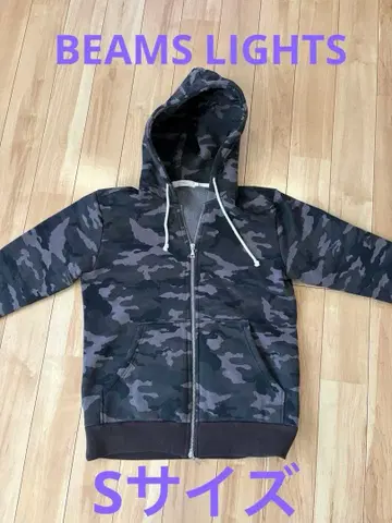BEAMS LIGHTS 카모플라쥬 풀 지퍼 후드티 S 사이즈