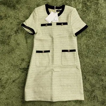 ROSE AURA 그린 트위드 미니 원피스 S 사이즈