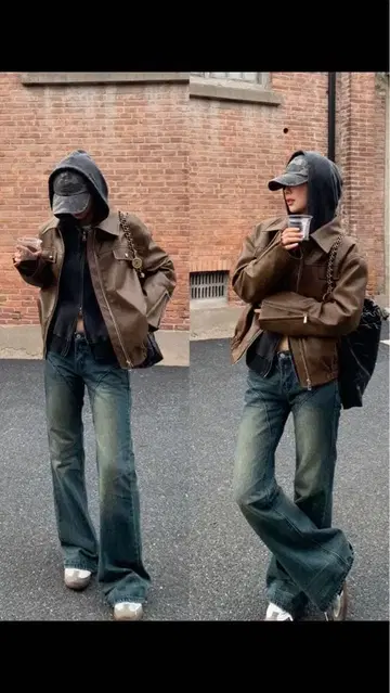 브라운 가죽 자켓