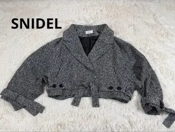 [ 하자품 ] SNIDEL 스나이델 숏 블루종 트위드 조 자켓