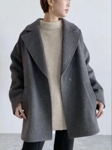 새상품급 지나시스 울 비버 숏 자켓 그레이 F