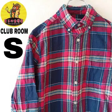 USA 구제 의류 CLUB ROOM 플란넬 셔츠 S 네이비 레드 체크