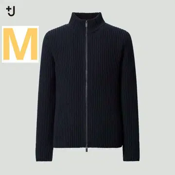 UNIQLO J 미들 게이지 리브 풀 집업 스웨터