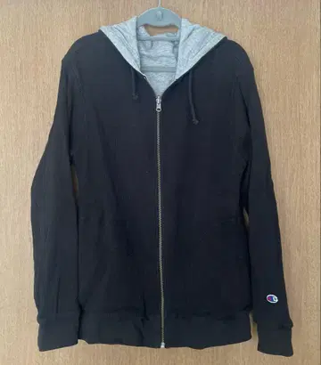 챔피온 지퍼 후드티 와플 블랙