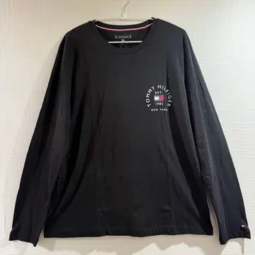 [ 새상품 ] 타미힐피거 블랙 XL 롱T 슬림핏 서클 로고