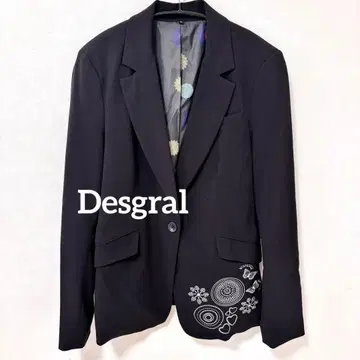 Desgral 자수 장식 블랙 테일러드 재킷