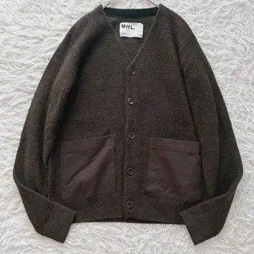 새상품급 MHL. 니트 가디건 포켓 리브 루즈핏 브라운