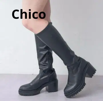 Chico 치코 통굽 청키 롱 부츠 블랙 S 사이즈