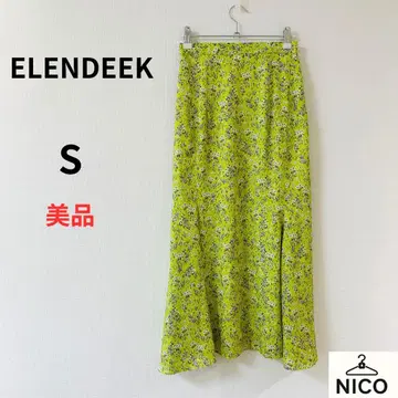 ELENDEEK 엘렌딕 선명한 미니 꽃무늬 롱 스커트 허리밴딩