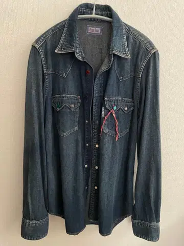 BLUE BLUE 다크 데님 가공 긴팔 셔츠