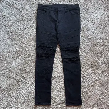 shellac 시맨틱 디자인 블랙 스키니 데님 XL 데미지 가공