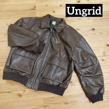 Ungrid 인조 가죽 블루종 브라운