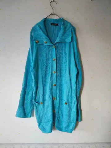 90s 일본제 빈티지 터콰이즈 리브 가디건