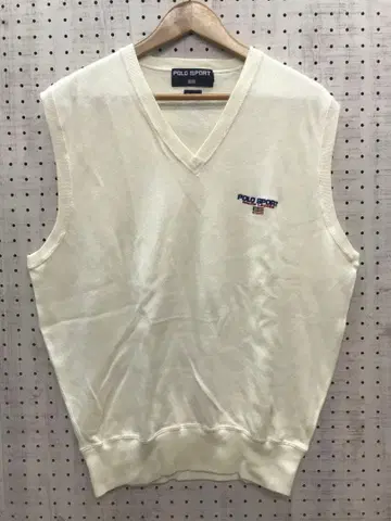 POLO SPORTS 구제 의류 스포티 V넥 로고 자수 니트 베스트