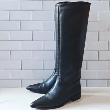 [ 고품질 ] 파비오 루스코니 롱 부츠 24 가죽 블랙 로우힐