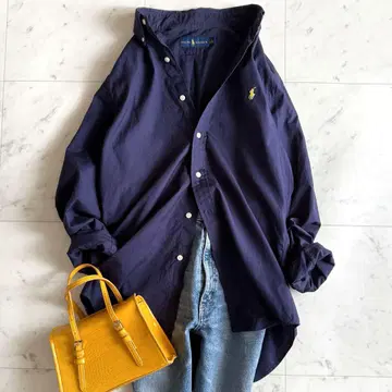 새상품급 폴로 랄프로렌 스테디셀러 포니 자수 로고 긴팔 셔츠 네이비