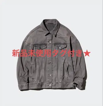 택 포함 미사용 새상품 UNIQLO 데님 오버 사이즈 자켓