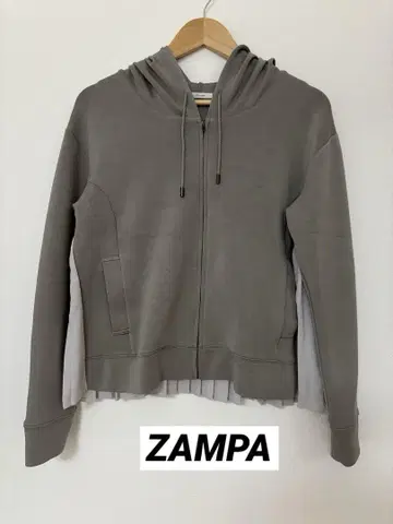 ZAMPA 후드 부착 집업 후드티 그레이 M