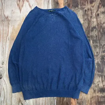 Eddie Bauer 헨리넥 코튼 니트 네이비 페이드