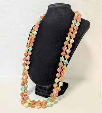 셀룰로이드 컬러풀 장미 롱 목걸이 1940년대 빈티지