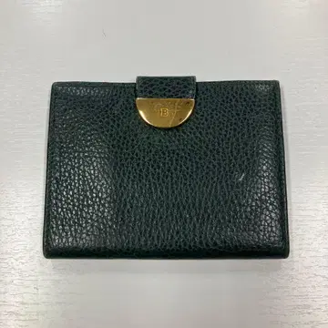 다크 그린 가죽 접이식 지갑 B