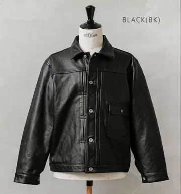 HOUSTON 카우 가죽 트랙 자켓 BLACK 40size