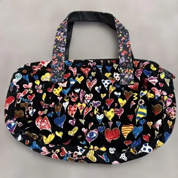 츠모리치사토 컬러풀 하트 무늬 토트백