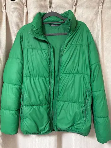 ZARA 그린 다운 자켓 풀 집업