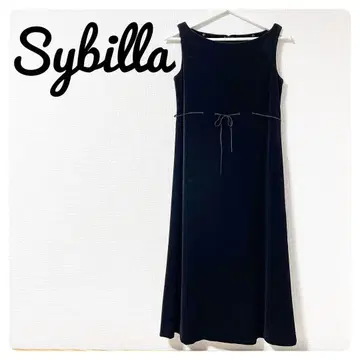 [ 새상품급 ] Sybilla 벨벳 슬리브리스 롱 원피스 블랙 M