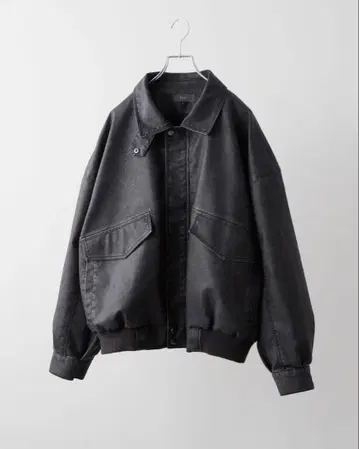 빈티지 디자인 인조 가죽 블루종