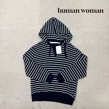 새상품 human woman 후드티 긴팔 양면 기모 보더 M 사이즈