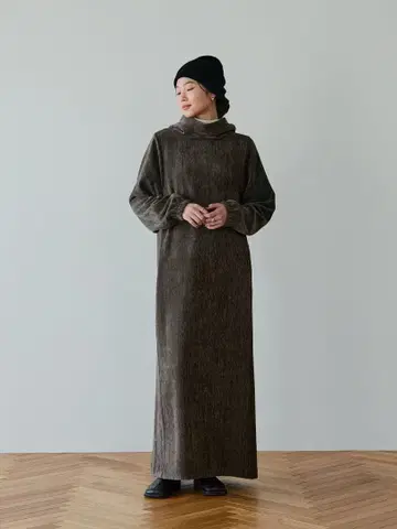 crewre 벨벳 후드 원피스