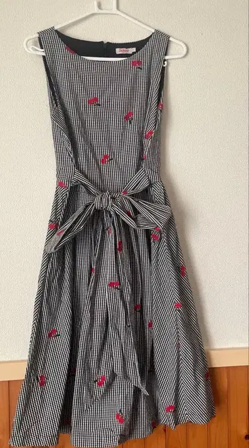 Cath Kidston 깅엄 체크 원피스 사이즈 12 체리