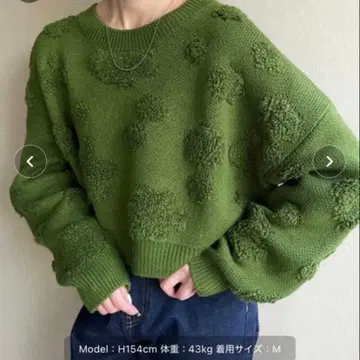 택 포함 주노아 JUNOAH 숏 기장 꽃 패턴 니트 (그린)